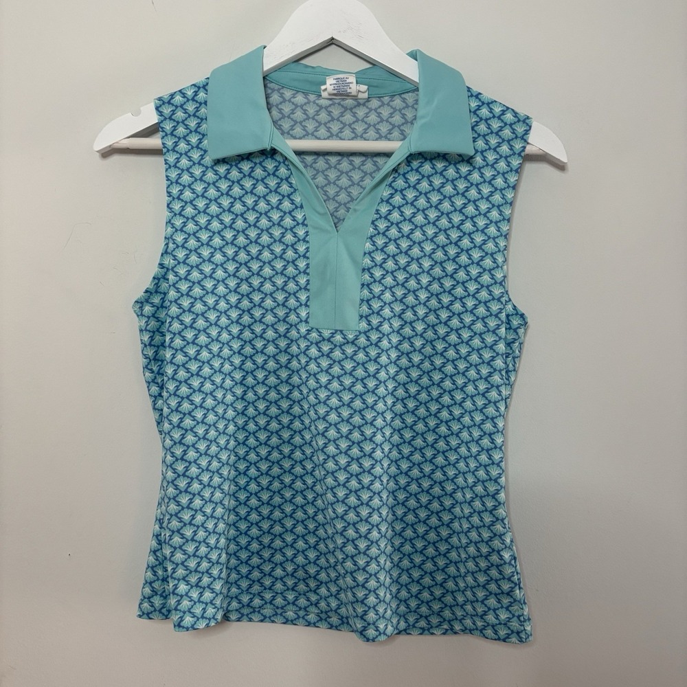 Sigrid Olsen Tank Top Blue Polo Golf Tennis‎ UPF 50 Quick Dry Women Small Preppy